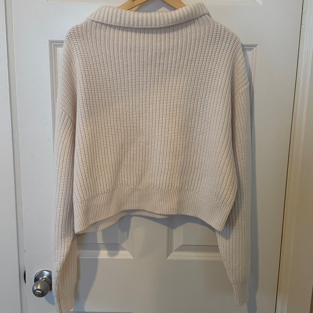 Wilfred Merino Wool Cropped Cream Cowl Neck Sweater Size XL - Picture 6 of 9